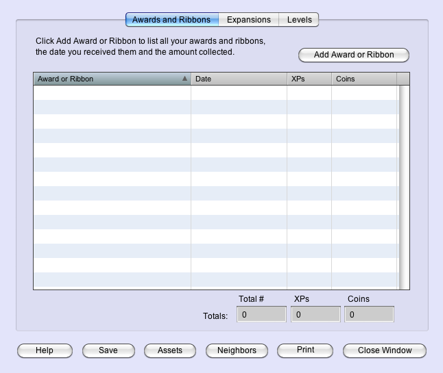 FarmVille Tracker Milestones window