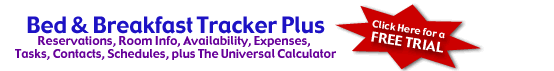 Bed & Breakfast Tracker Plus is reservation software that helps rental managers keep track of their units, guests, schedules, expenses and income.