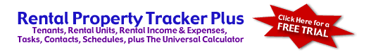 Rental Tracker Plus helps landlords and rental managers keep track of their units, tenants, expenses and income.